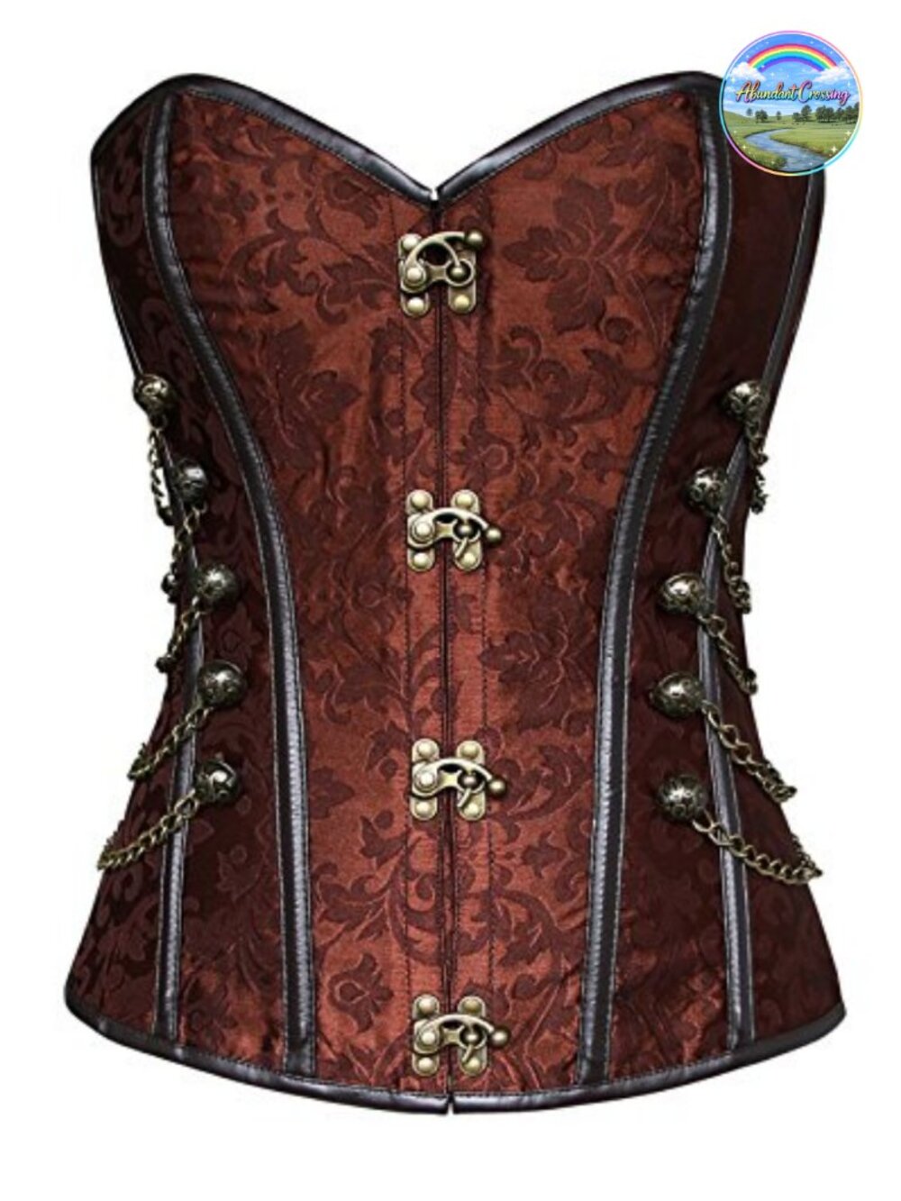 Steel Boned Steampunk Gothic Bustier Corset with Chains